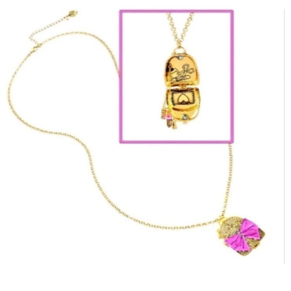 𝅺Betsey Johnson Back To Cool Backpack Locket Charm Necklace New - Picture 2 of 8